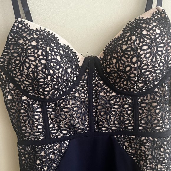 Navy Blue Cocktail Dress - Picture 2 of 5